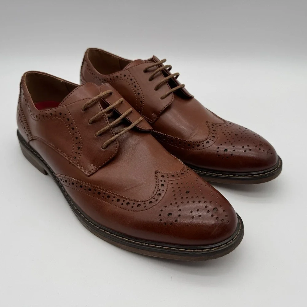 Temeshu Men's US Size 9.5‎ Brown Dress Shoes Casual Oxford Business Formal Shoes